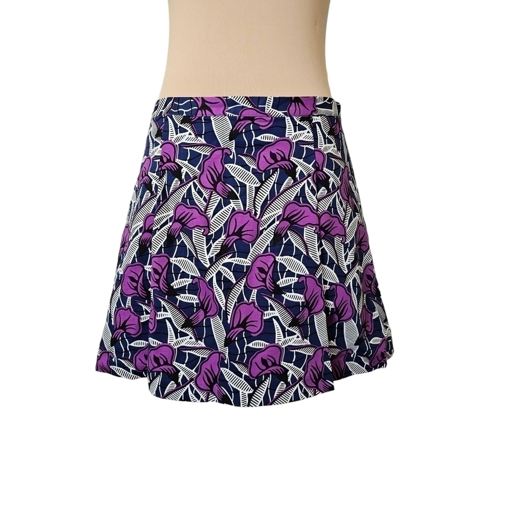 Club Monaco Floral and Leaf Purple and White Mini Skirt Sz 8